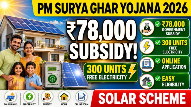 PM Surya Ghar Yojana 2026 – ₹78,000 solar subsidy, apply online, eligibility and process guide